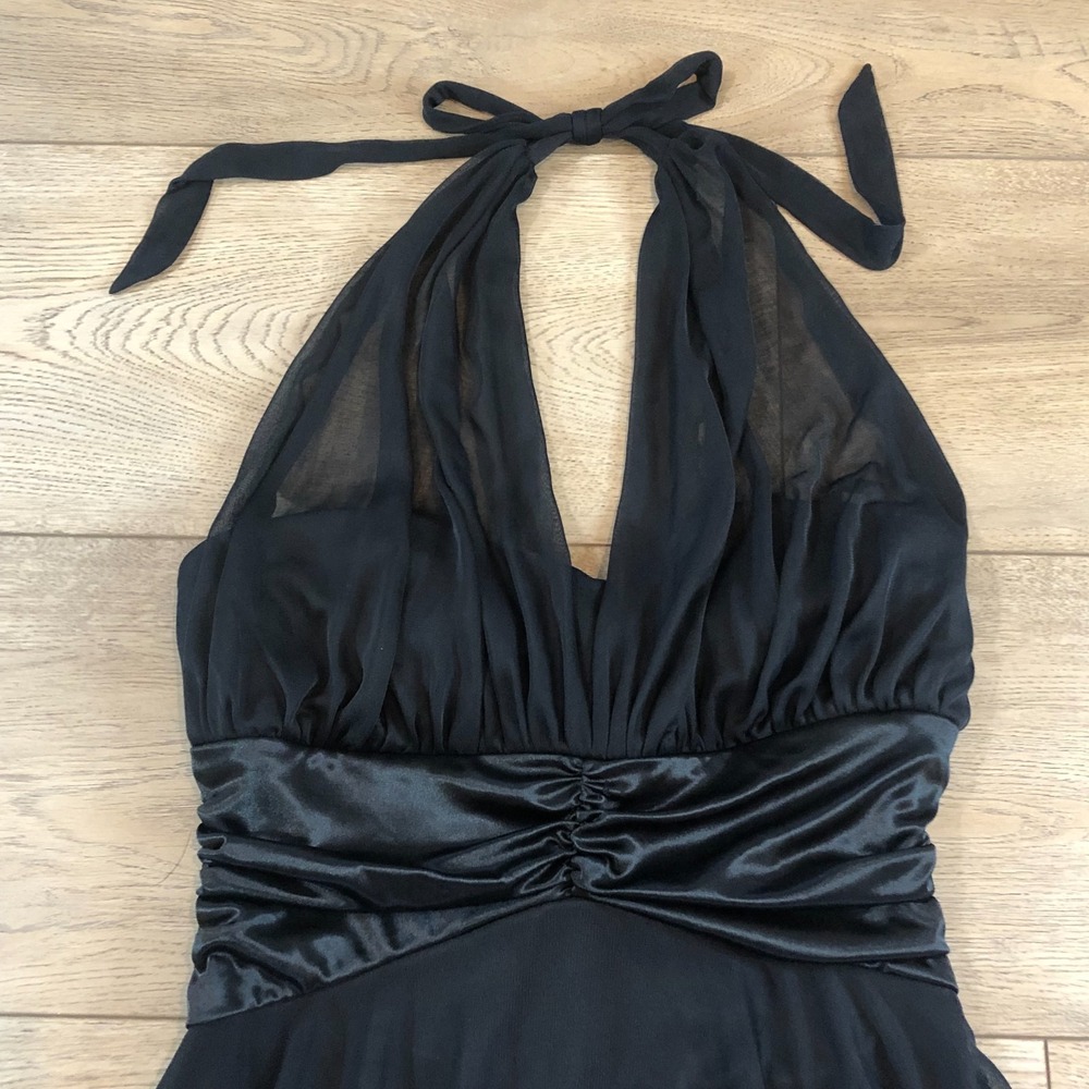 Vintage 90s‎ Y2K XOXO Halter Dress Size S Black Gown Slip Ruffle Hoco Whimsigoth - Picture 3 of 10